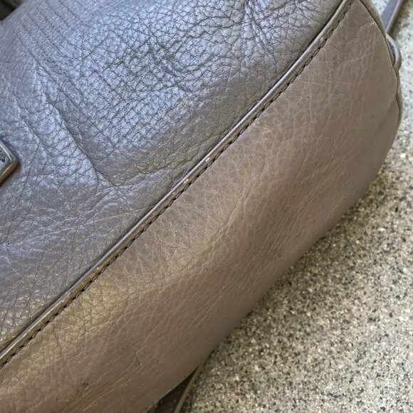 FOSSIL Crossbody Shoulder Hand Bag Purse Grey Leather Satchel Zipper - Picture 8 of 11